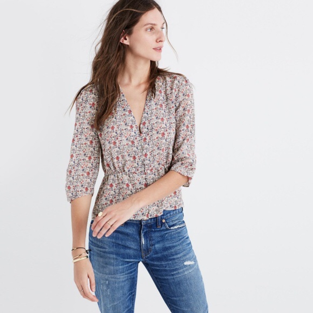 Madewell shadowpetal silk blouse